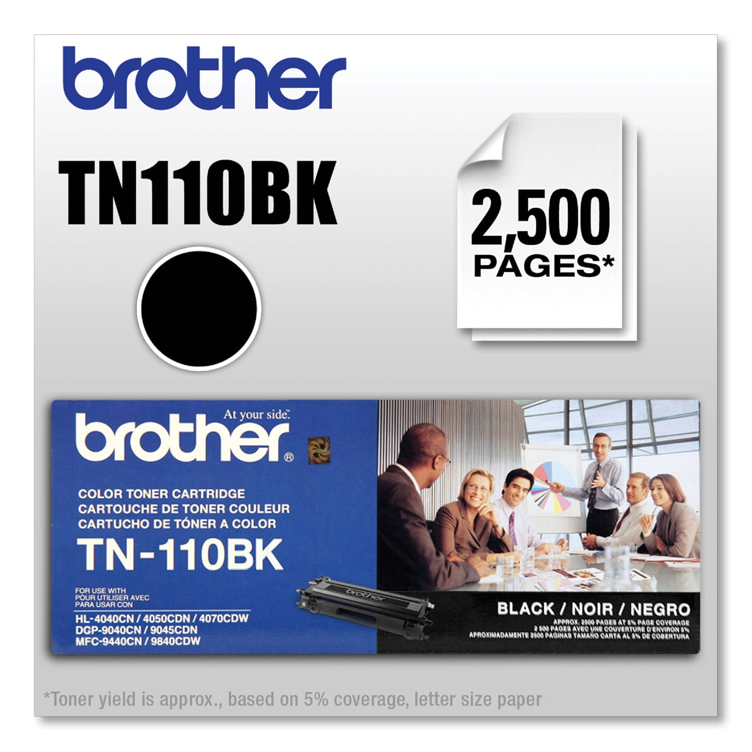 Brother TN110BK Original Laser Toner Cartridge - Black - 1 Each