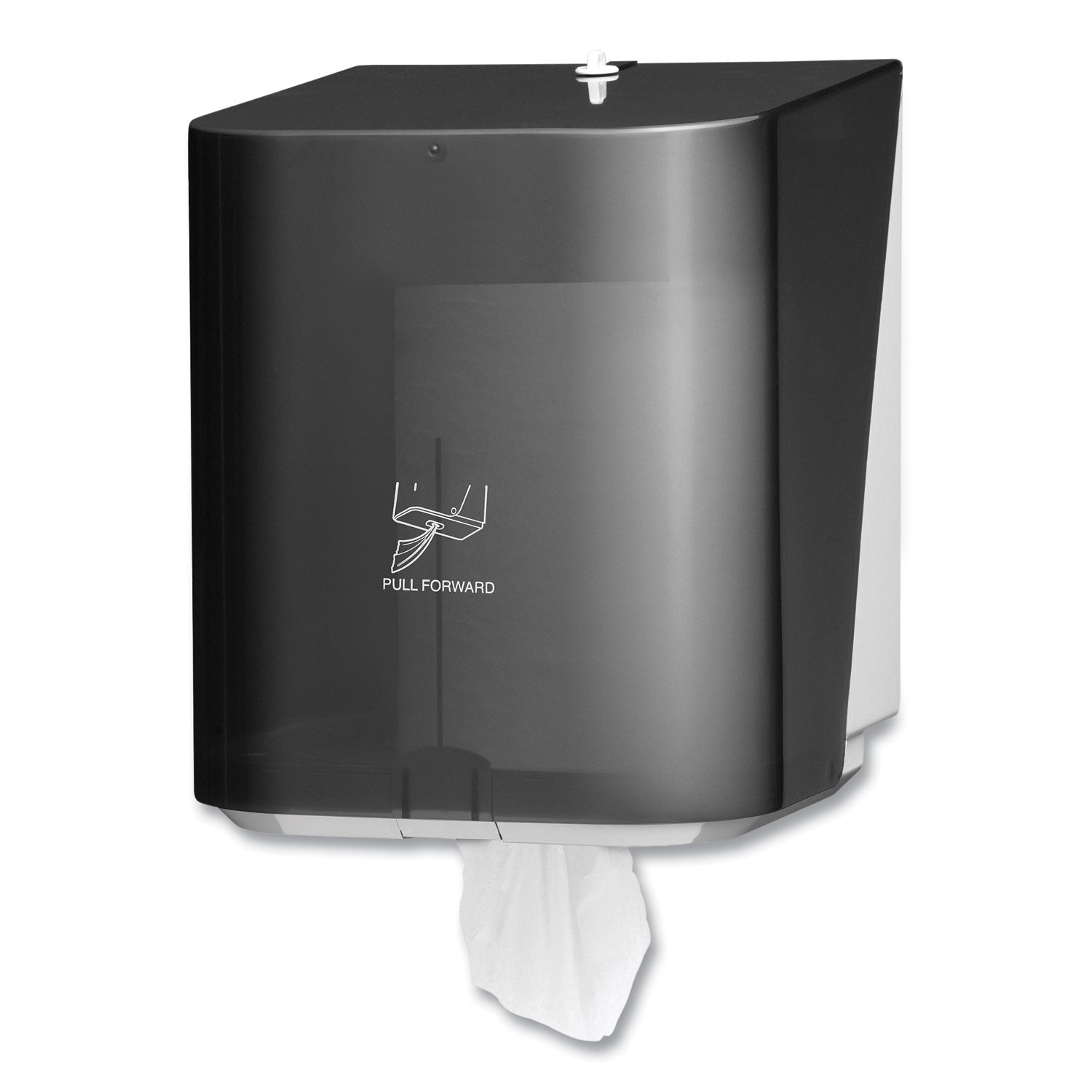 Center Pull Dispenser - 12.5" Height x 10" Width x 10.6" Depth - Translucent Smoke, Black - 1 Carton