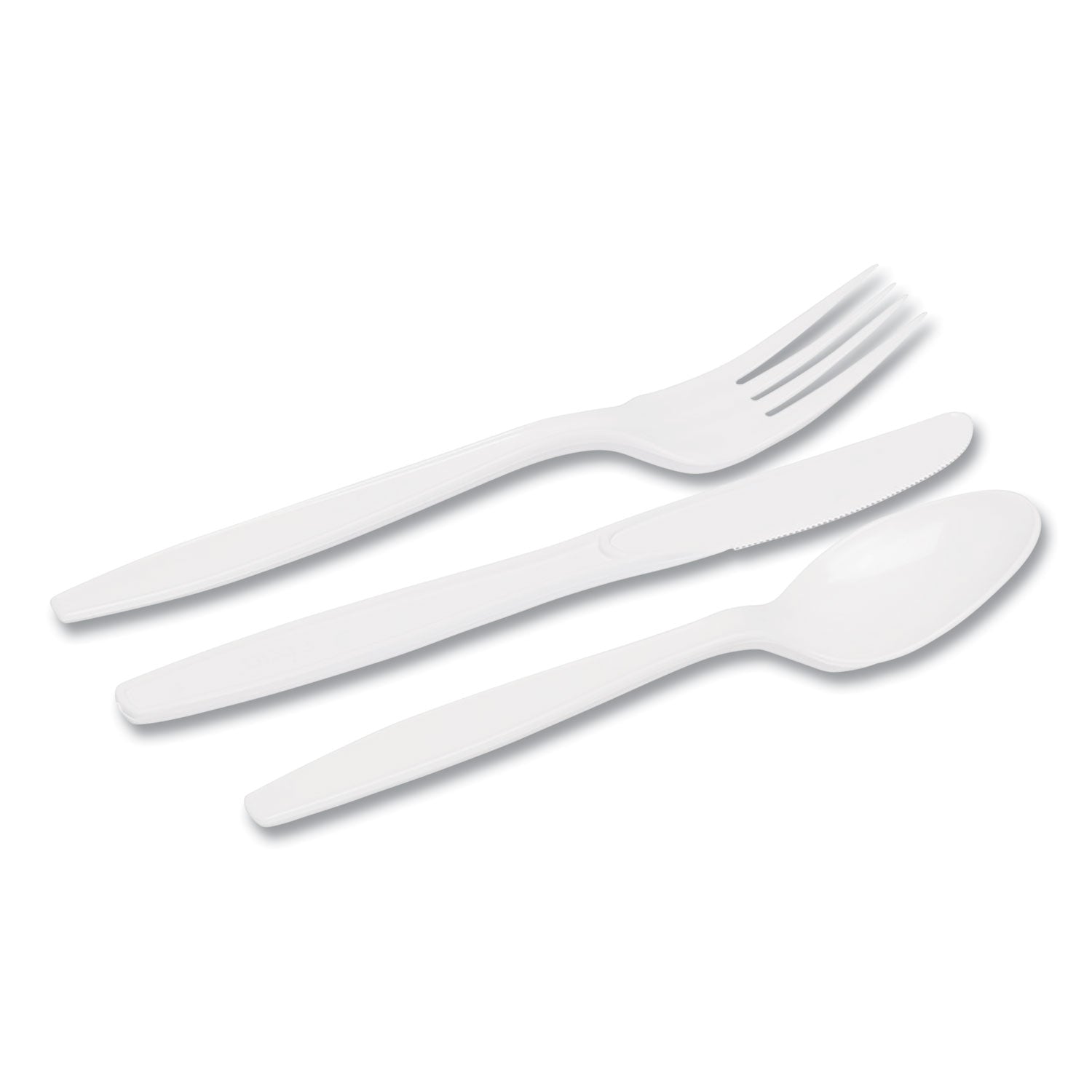 Dixie Heavyweight Disposable Forks, Knives & Spoons Combo Boxes by GP Pro - Cutlery Set - 56 x Spoon - 56 x Fork - 56 x Knife - White - 168 / Box