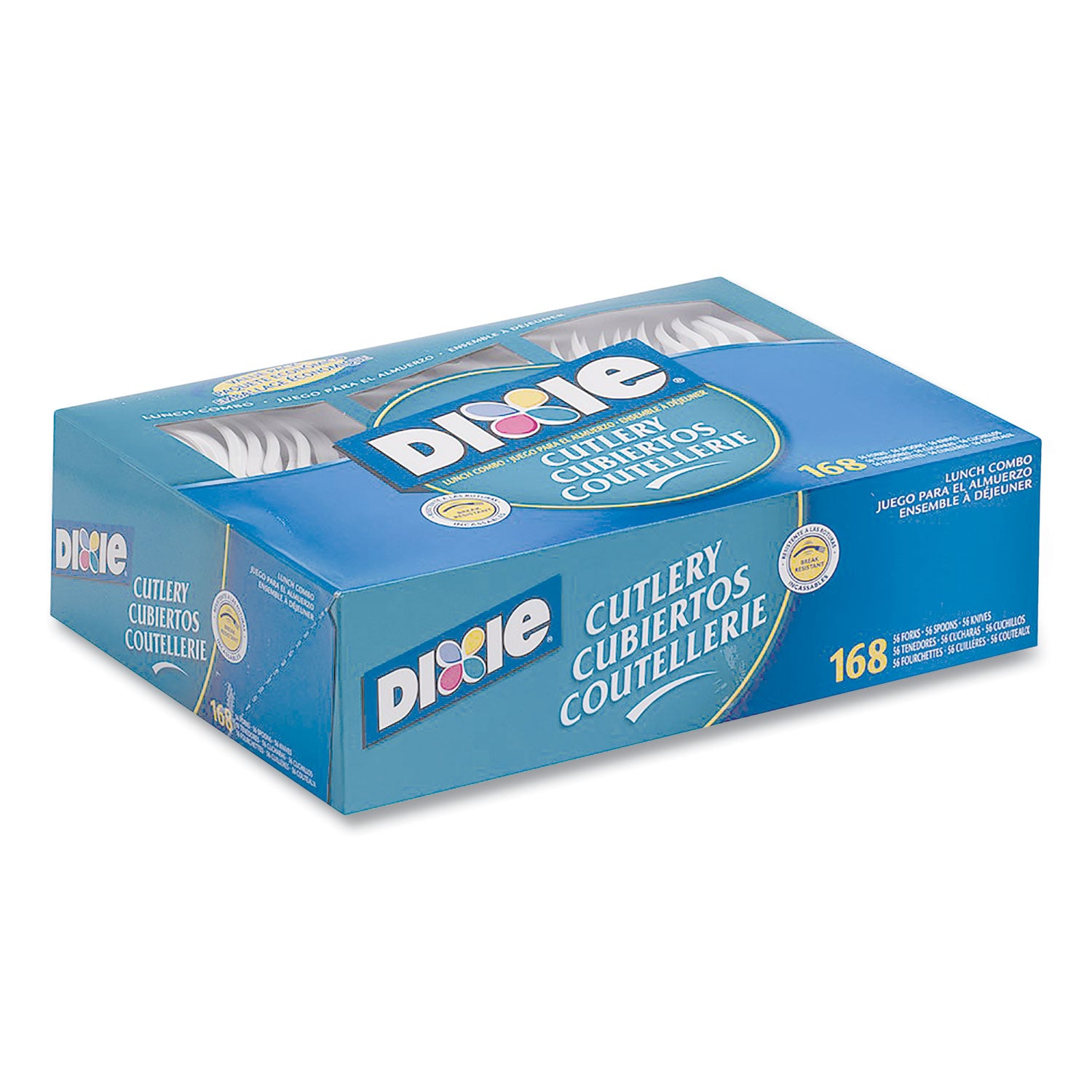 Dixie Heavyweight Disposable Forks, Knives & Spoons Combo Boxes by GP Pro - Cutlery Set - 56 x Spoon - 56 x Fork - 56 x Knife - White - 168 / Box
