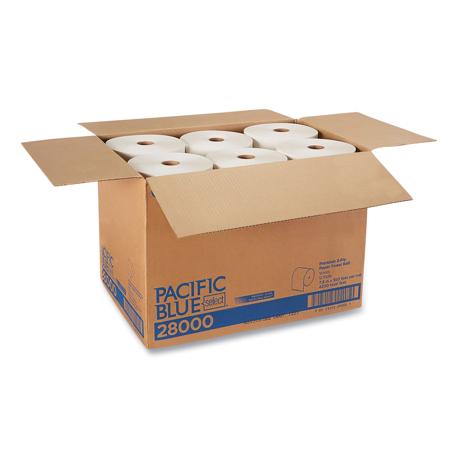 2 Ply - 7.87" Width x 350 ft Length - White - Paper - 12 / Carton