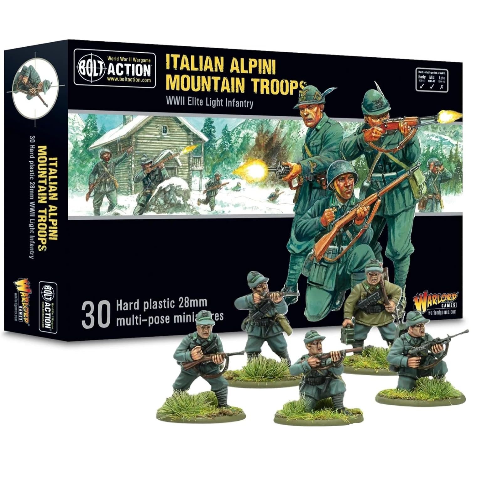 Warlord Games Bolt Action Italian Alpini Mountain Troops 1:56 WWII Table Top Wargaming Plastic Model Kit 402015803