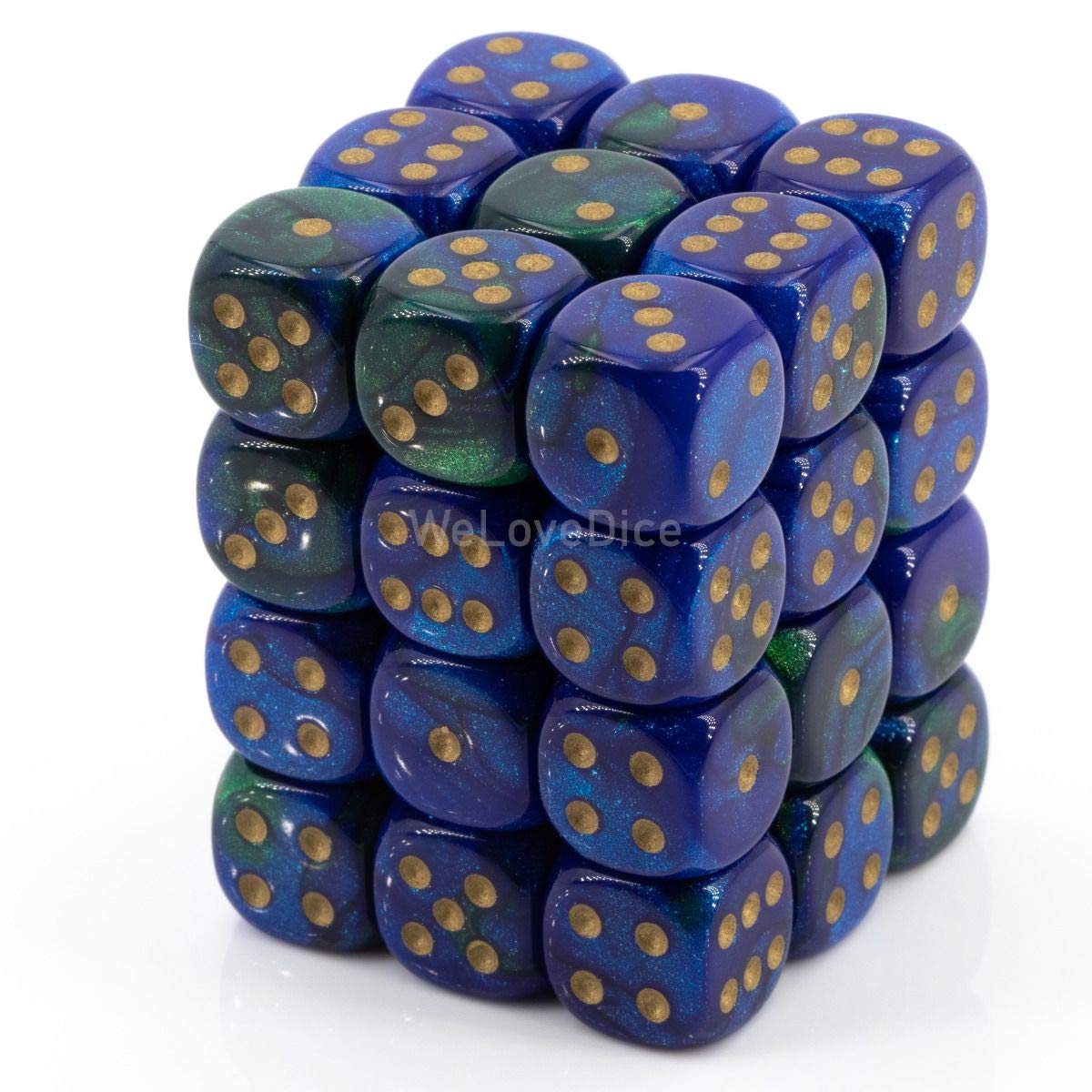 Chessex Manufacturing DND Dice Set-Chessex D&D Dice-12mm Gemini Blue, Green, and Gold Plastic Polyhedral Dice Set-Dungeons and Dragons Dice Includes 36 Dice – D6,Various,CHX26836