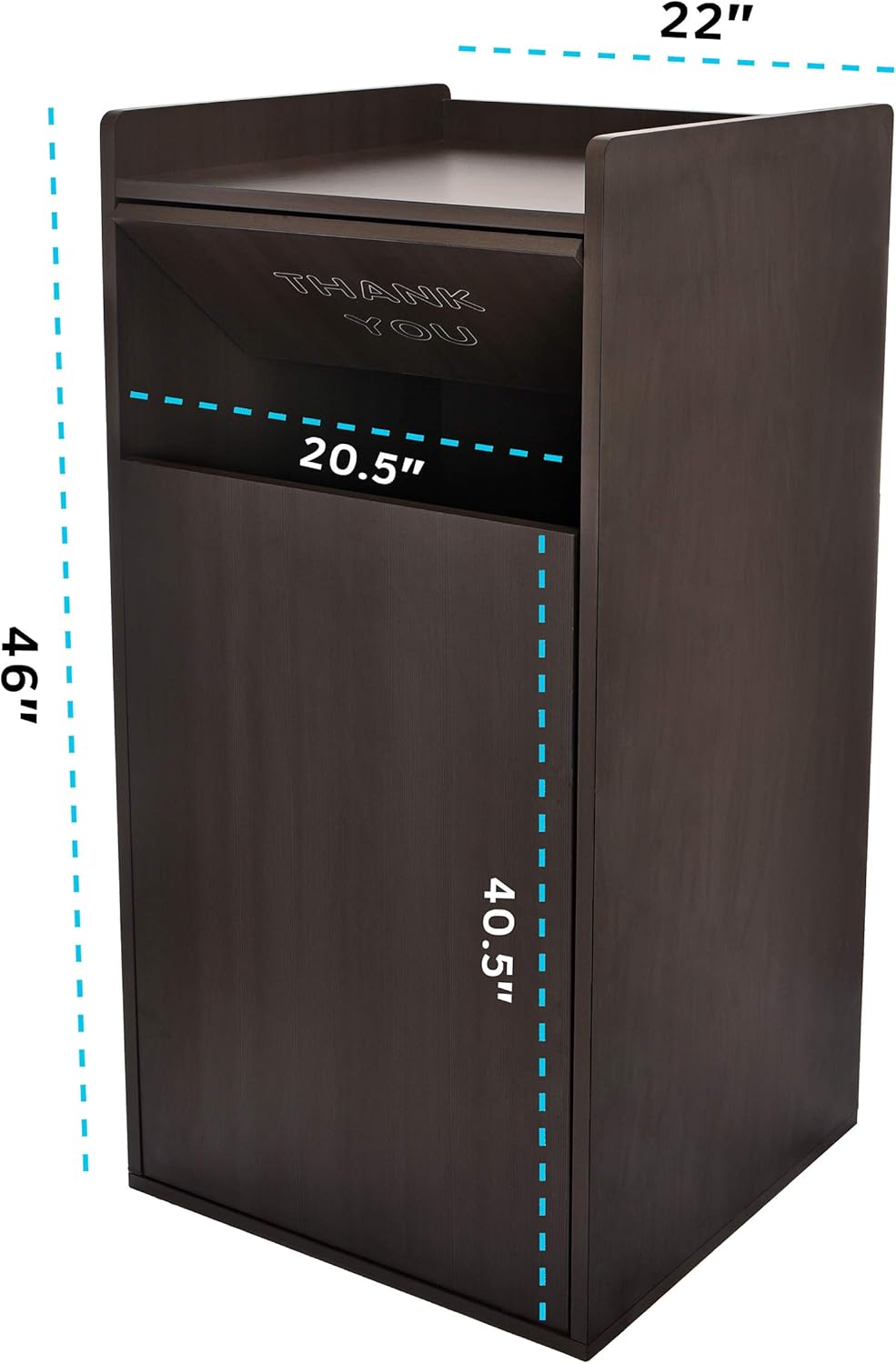 Black 40 Gallon Wood Receptacle Enclosure with Drop Hole and Tray Shelf
