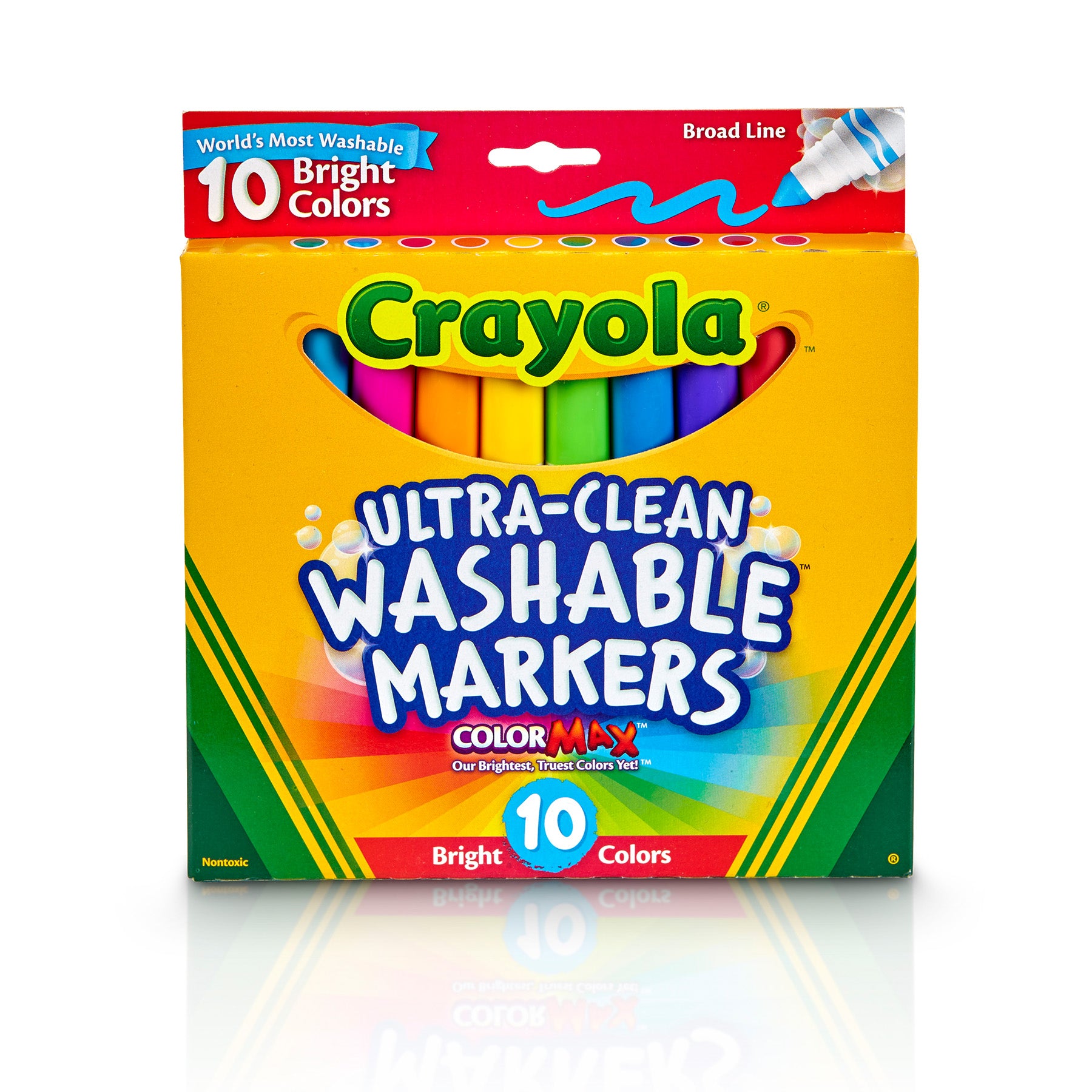 Ultra-Clean Washable Bright, Broad Line, Color Max Markers, 10 Count