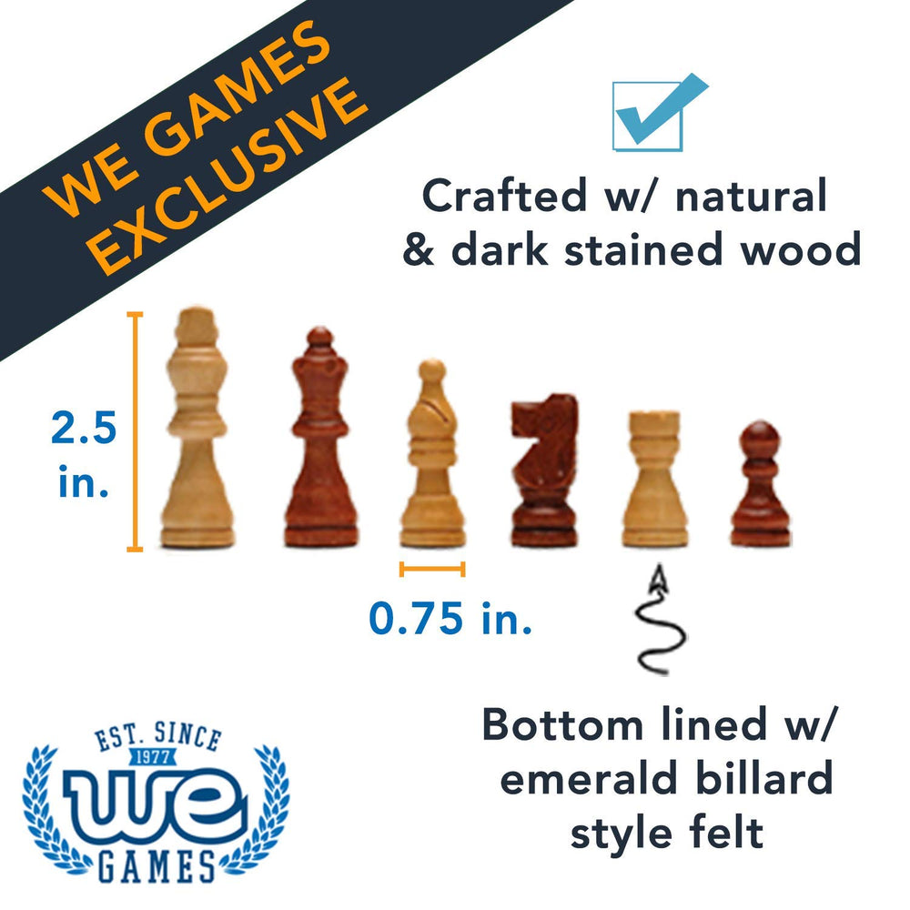 French Staunton Wood Chess Pieces with 2.5 inch King