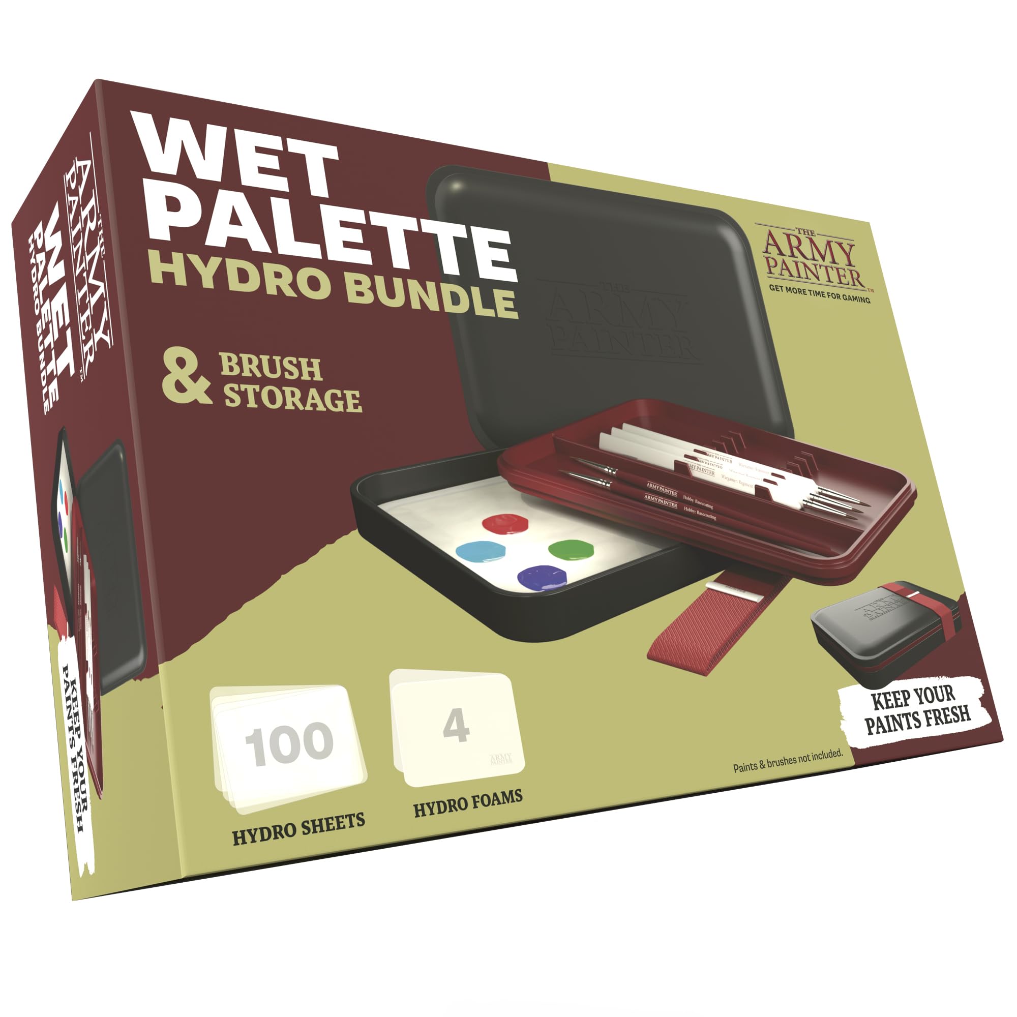 The Army Painter Hydropack Bundle Stay Wet Palette for Acrylic Painting - Acrylic Paint Palette, 100 Pcs Palette Paper, and 4 Wet Pallet Sponges