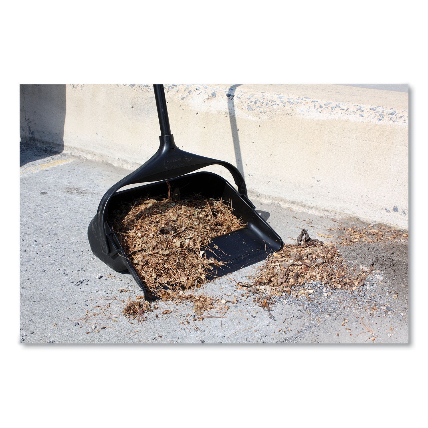 Rubbermaid Commercial LobbyPro Upright Dust Pan - 12.50" Wide - 31" Metal Handle - Plastic - Black - 1 Each