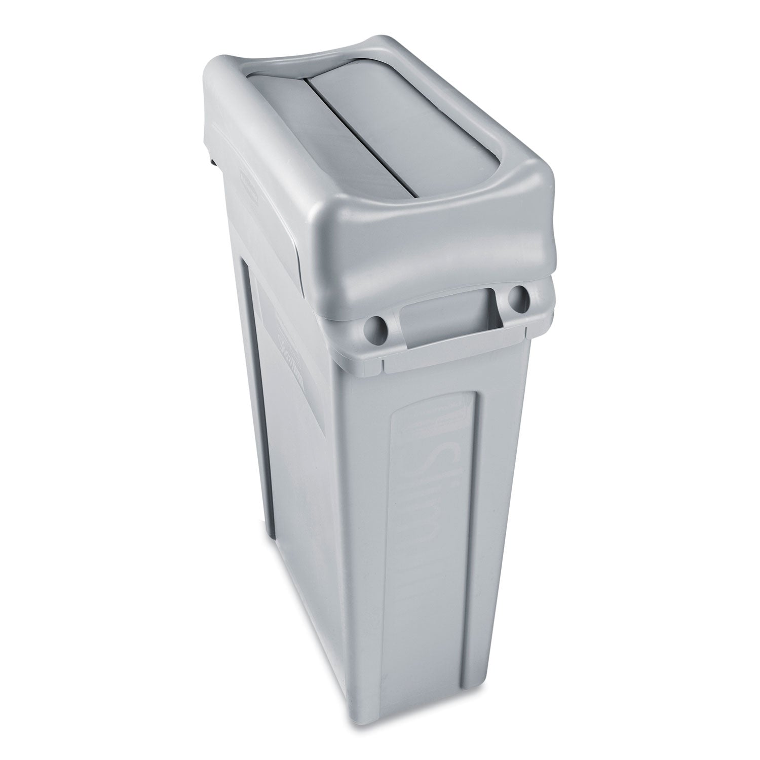 Rubbermaid Commercial Slim Jim Container Swing Lid - Rectangular - Plastic - Gray - 1 Each