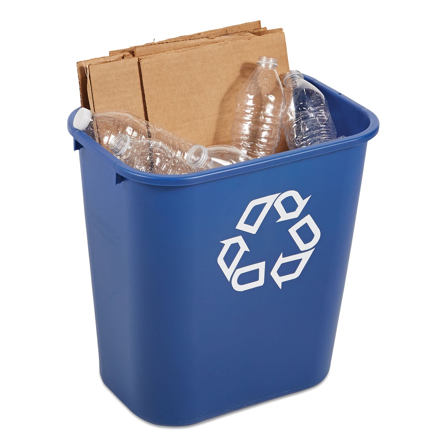 Rubbermaid Commercial Deskside Recycling Container - 7.03 gal Capacity - Rectangular - 15" Height x 14" Depth - Blue - 1 Each