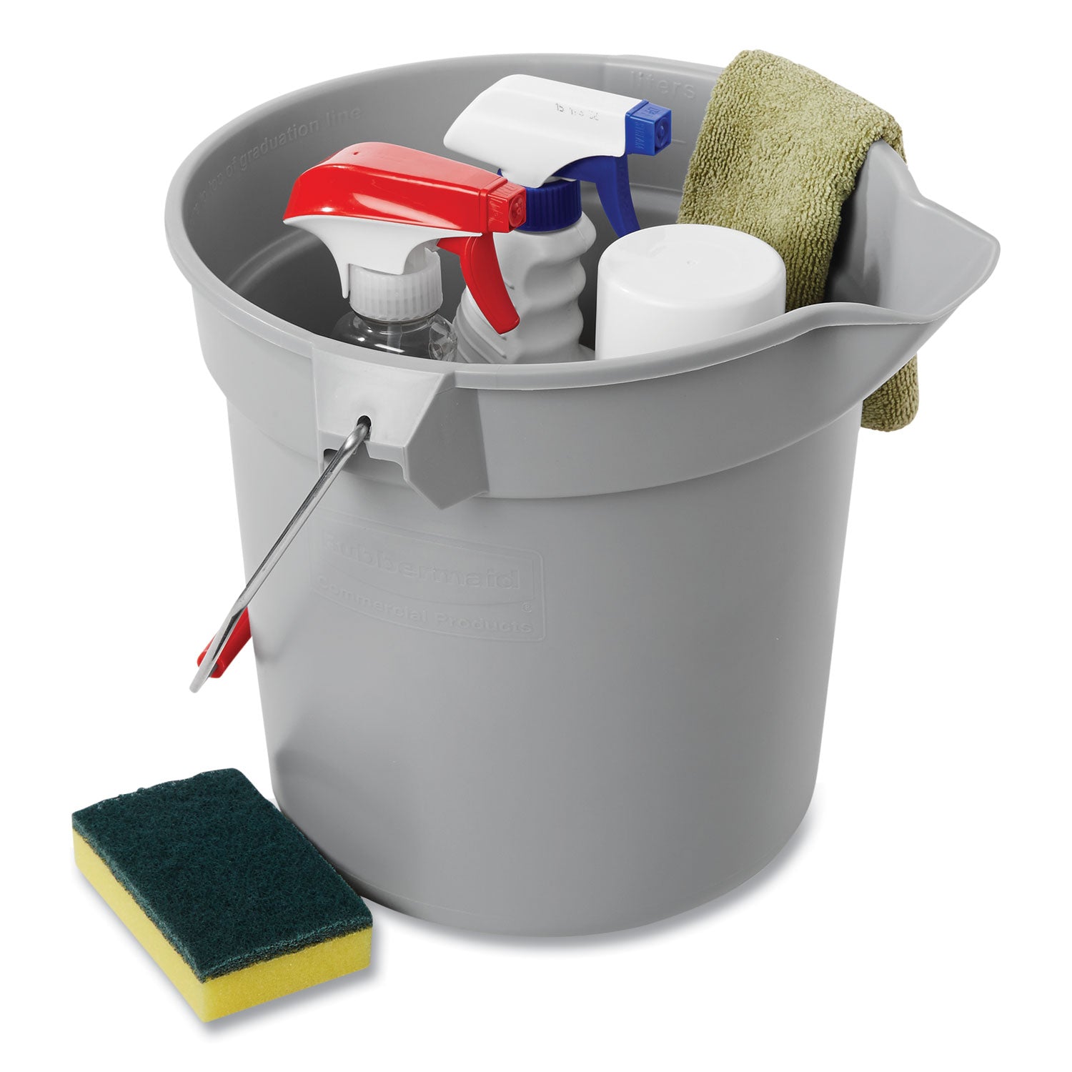 Rubbermaid Commercial Brute 10-quart Utility Bucket - 2.50 gal - Heavy Duty, Rust Resistant, Bend Resistant - 10.2" - Plastic, Steel, High-density Polyethylene (HDPE) - Gray, Nickel, Chrome - 1 Each