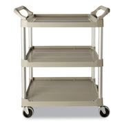 Three-Shelf Service Cart, Plastic, 3 Shelves, 200 lb Capacity, 18.63" x 33.63" x 37.75", Off-White