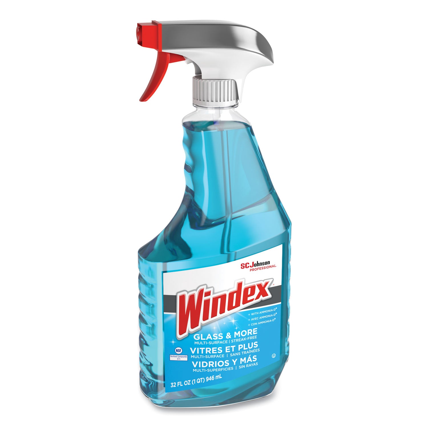 Windex&reg; Glass & More Streak-Free Cleaner - 32 fl oz (1 quart) - Streak-free, Phosphorous-free - Blue - 8 / Carton