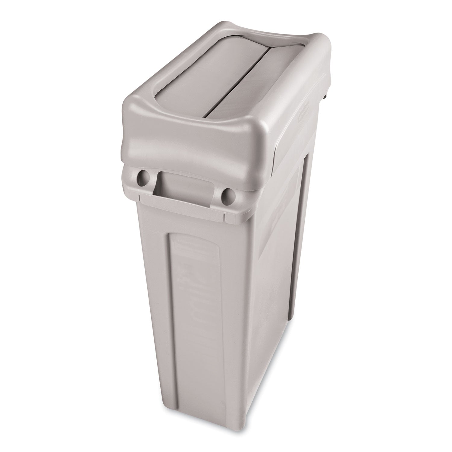 Rubbermaid Commercial Slim Jim Container Swing Lid - Rectangular - Plastic - Gray - 1 Each