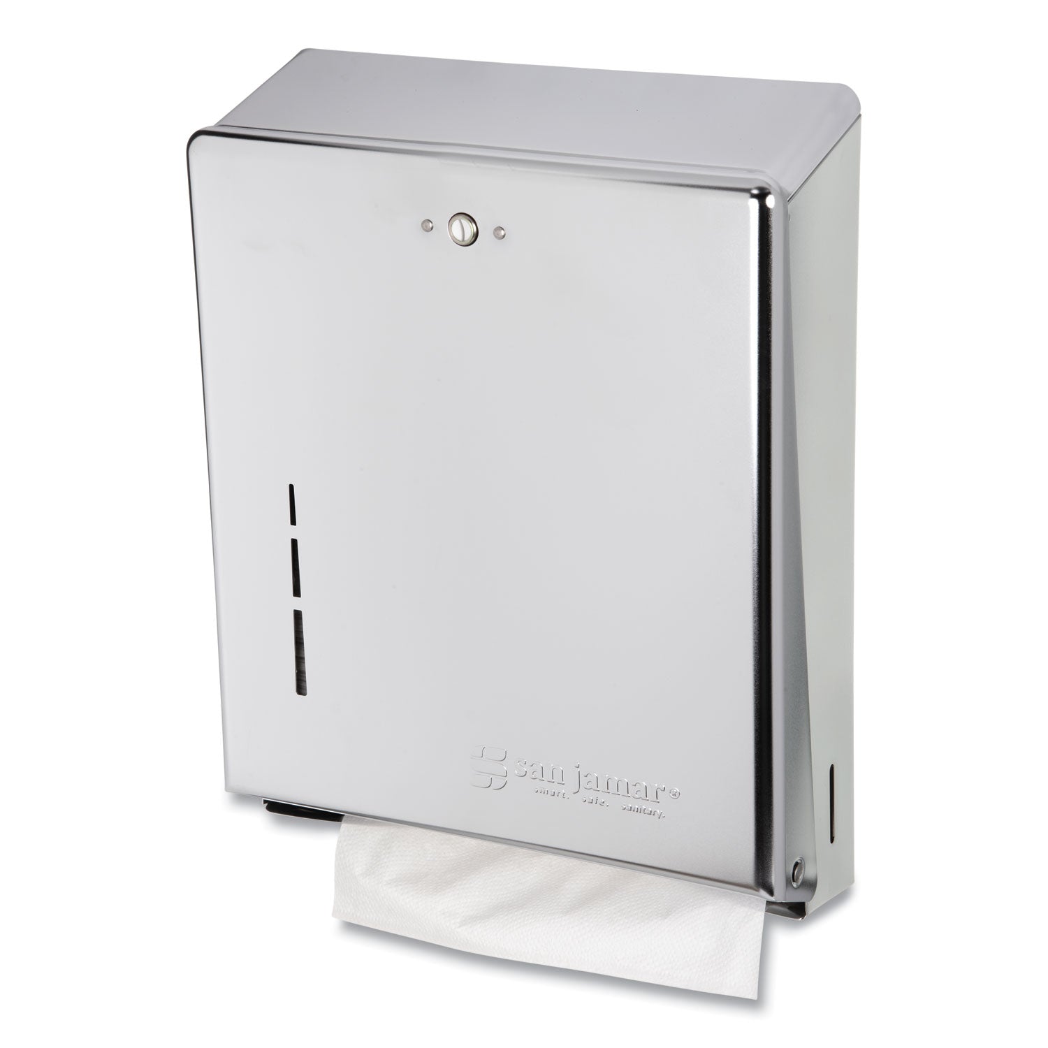 C Fold, Multifold Dispenser - 500 x Towel Multifold, 300 x Towel C Fold - 14.8" Height x 11.4" Width x 4" Depth - Stainless Steel - Chrome - Key Lock, Touch-free - 1 Each
