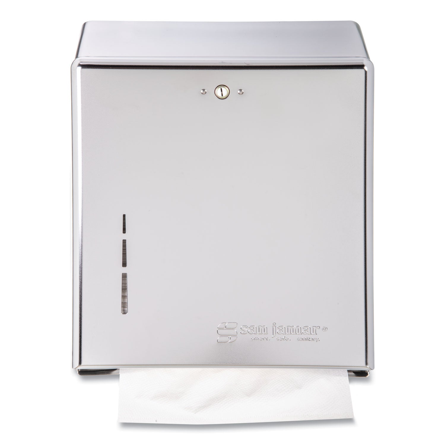 C Fold, Multifold Dispenser - 500 x Towel Multifold, 300 x Towel C Fold - 14.8" Height x 11.4" Width x 4" Depth - Stainless Steel - Chrome - Key Lock, Touch-free - 1 Each