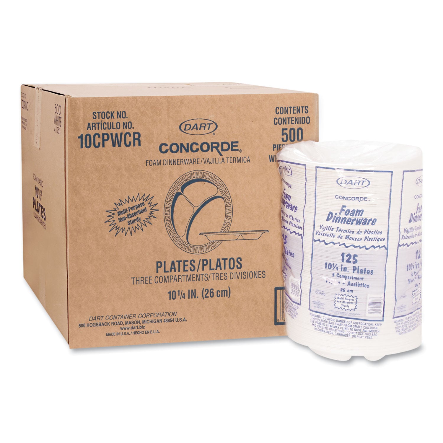 10.3" Diameter - White - Foam Body - 125/Bag - 4 / Carton