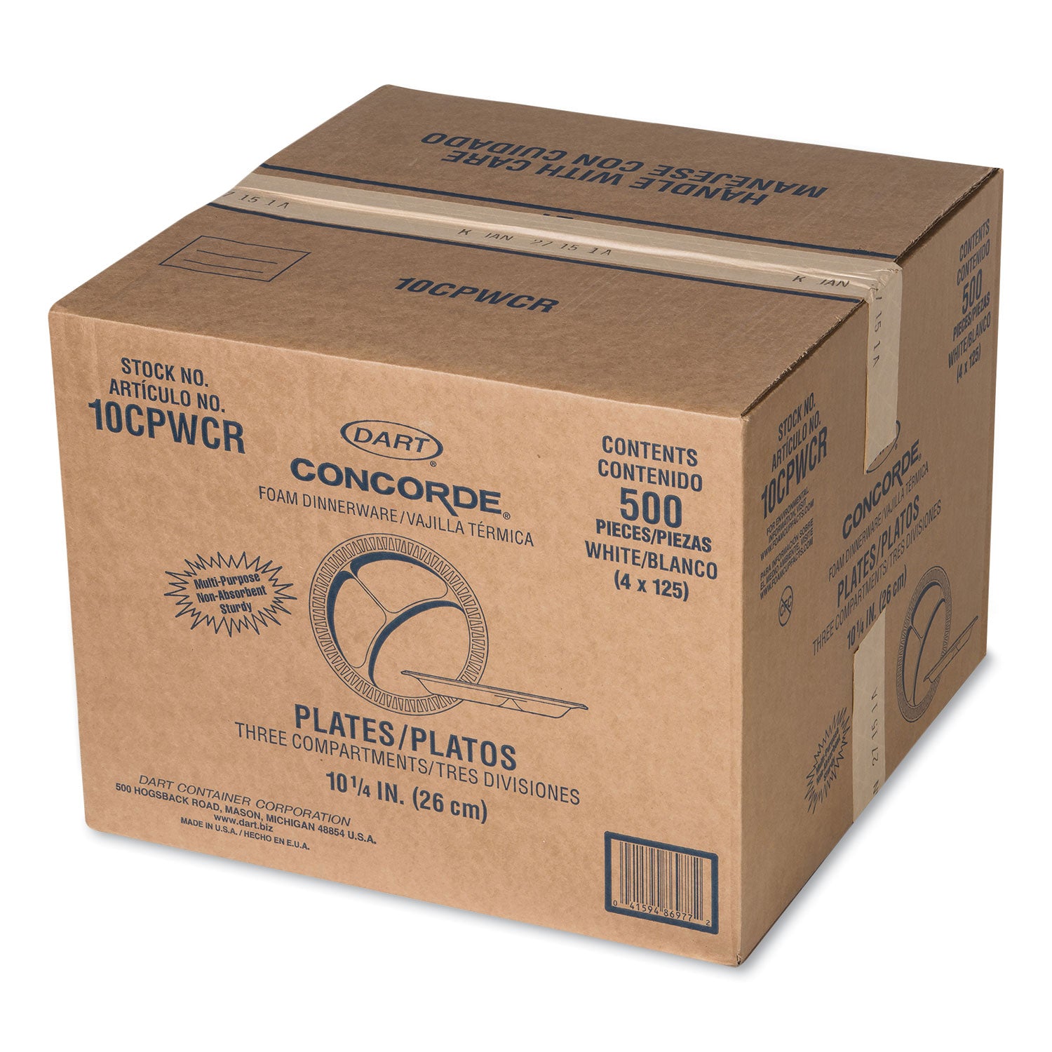 10.3" Diameter - White - Foam Body - 125/Bag - 4 / Carton