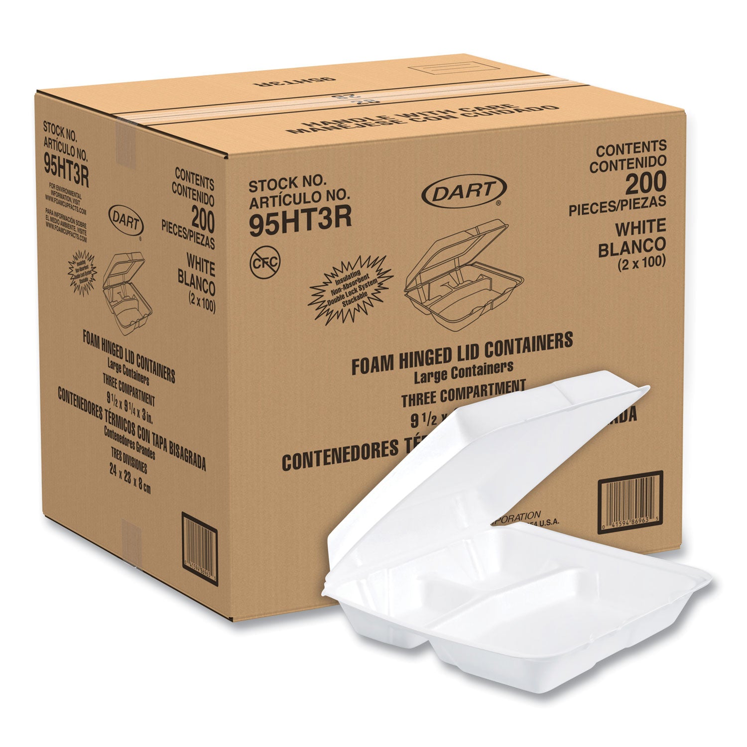 White - Foam Body - 100/Pack - 2 / Carton