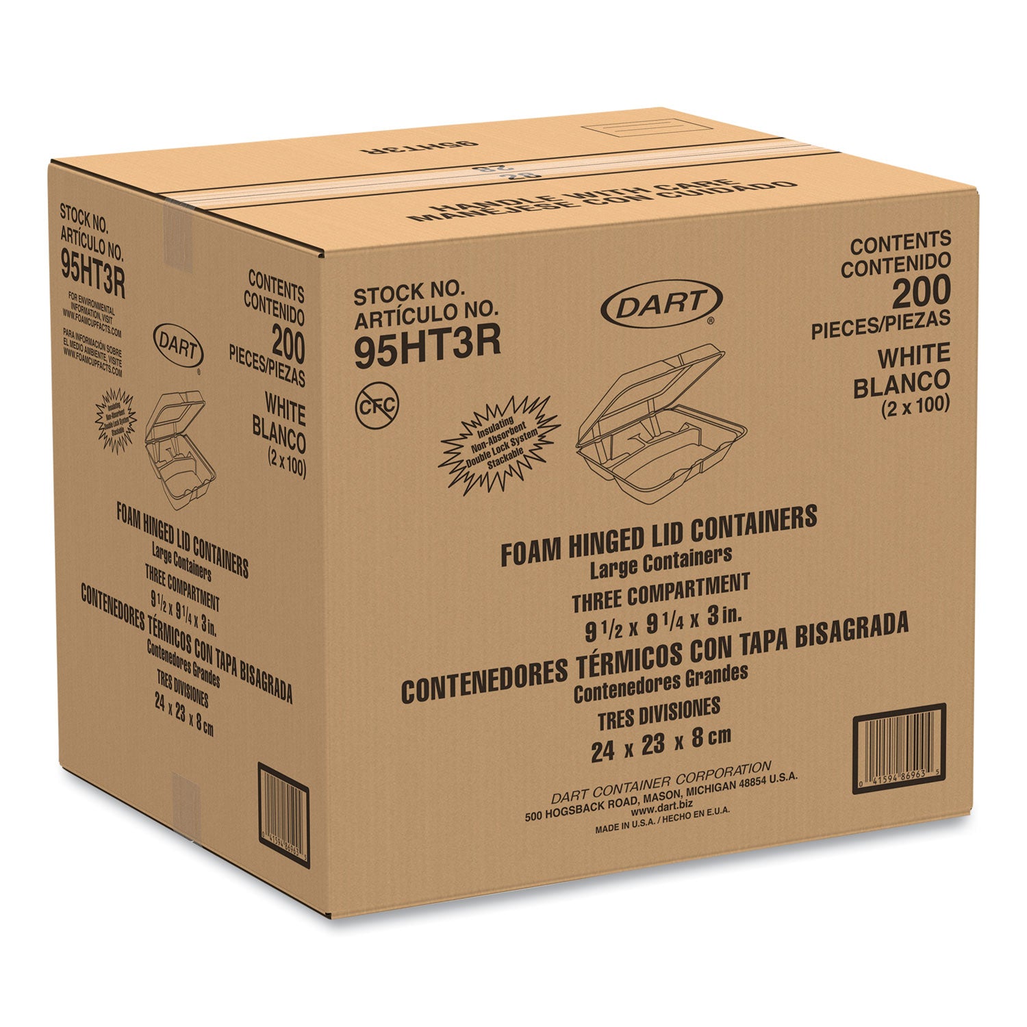 White - Foam Body - 100/Pack - 2 / Carton