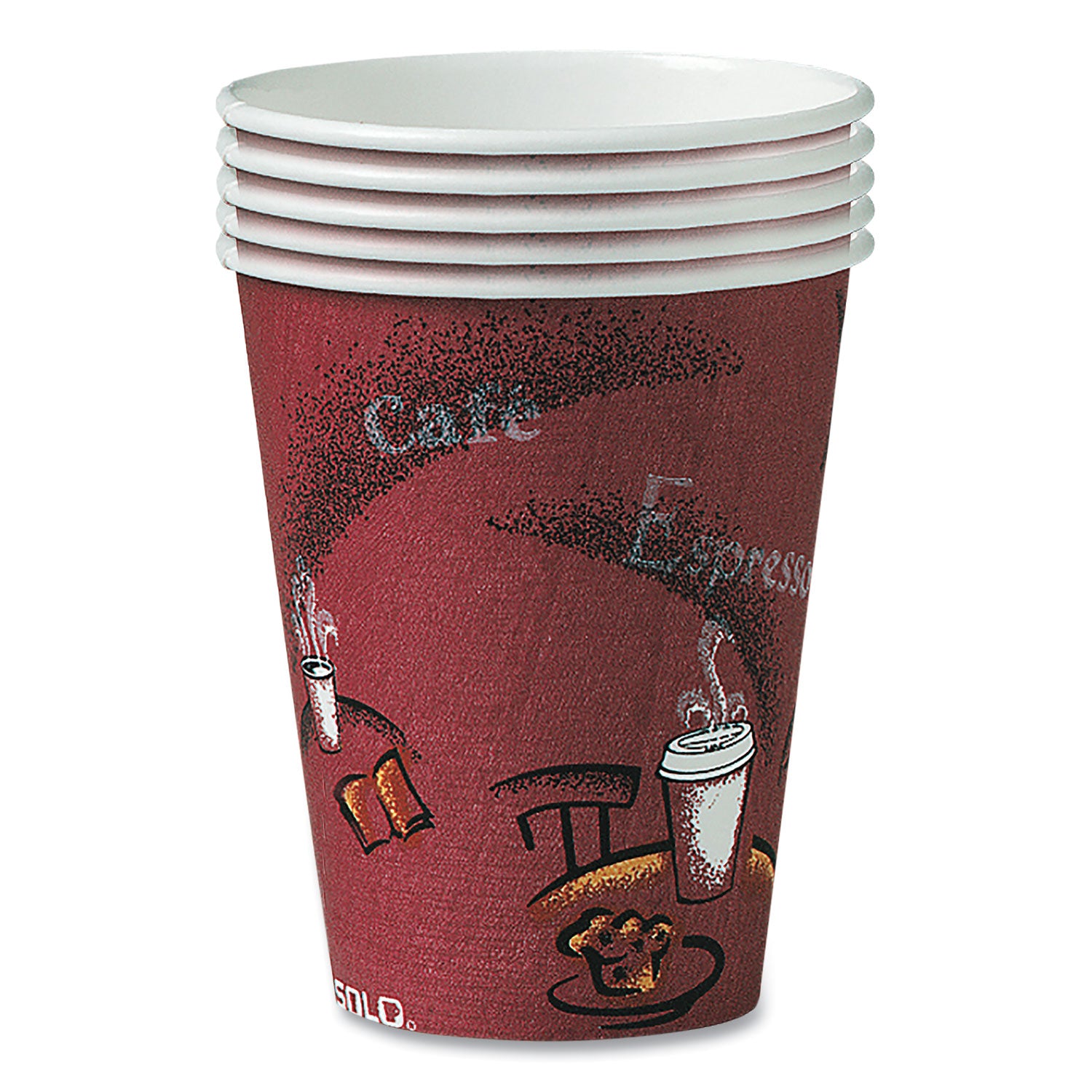 10 fl oz - Round - Maroon - Poly Paper - Hot Drink, Coffee, Tea, Cocoa - 300 / Carton
