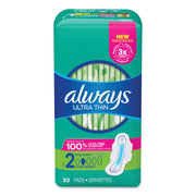 Always Flexi-Wing Ultra Thin Pads - With Wings - Super - Anti-leak, Absorbent, Odor-absorbing - 32 / Pack