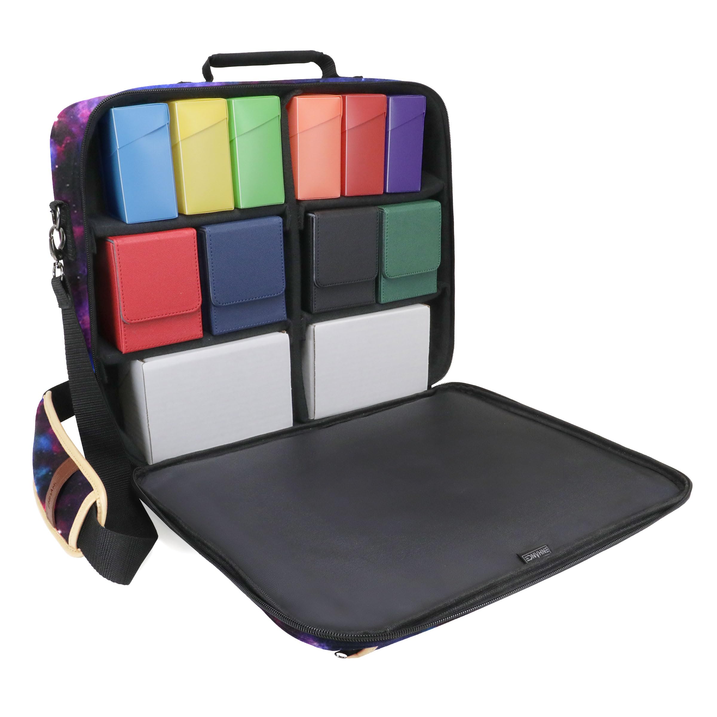 ENHANCE Designer Edition TCG Bag - MTG Shoulder Bag with Customizable Dividers & Accessory Pocket for Deck Boxes, Dice - Card Storage Compatible with Magic the Gathering, Lorcana (Galaxy)