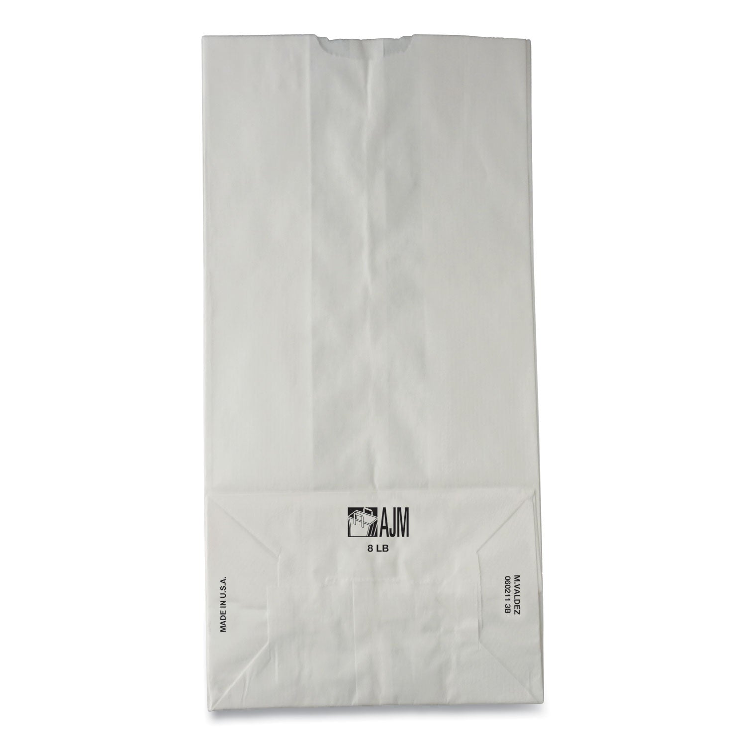 Grocery Paper Bags, #8 Size, 6" x 3.88" x 12.5", White, 500/Bundle