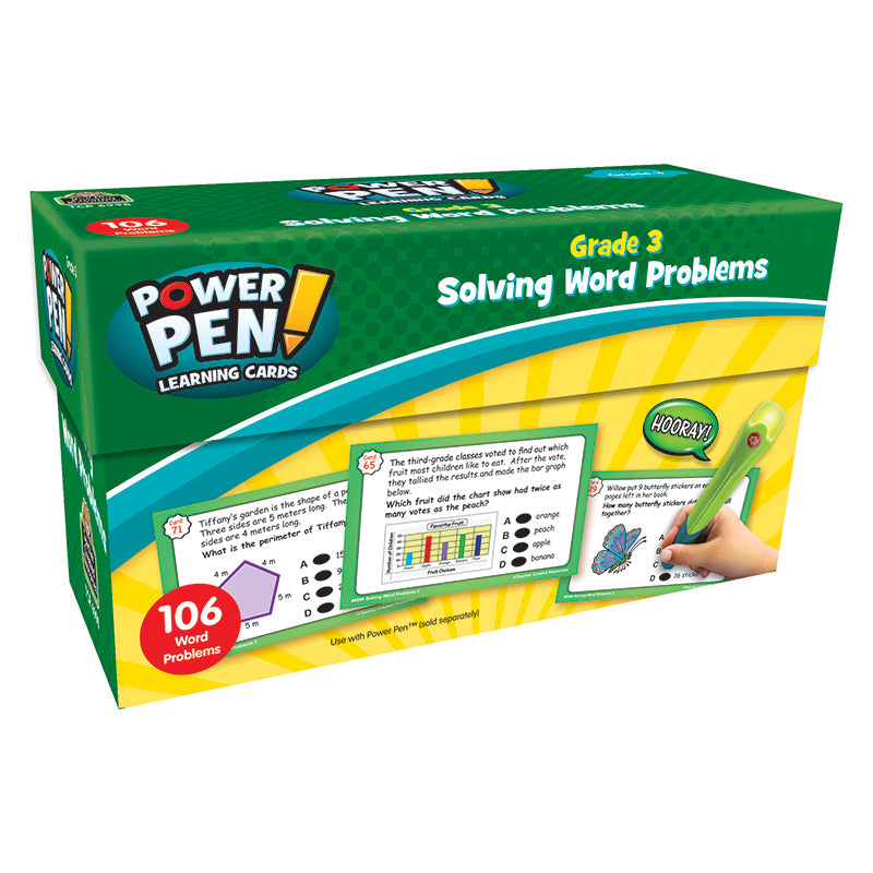 Teacher Created Power Pen Learning Cards  Solving Word Problems Gr 3 (TCR 6998)