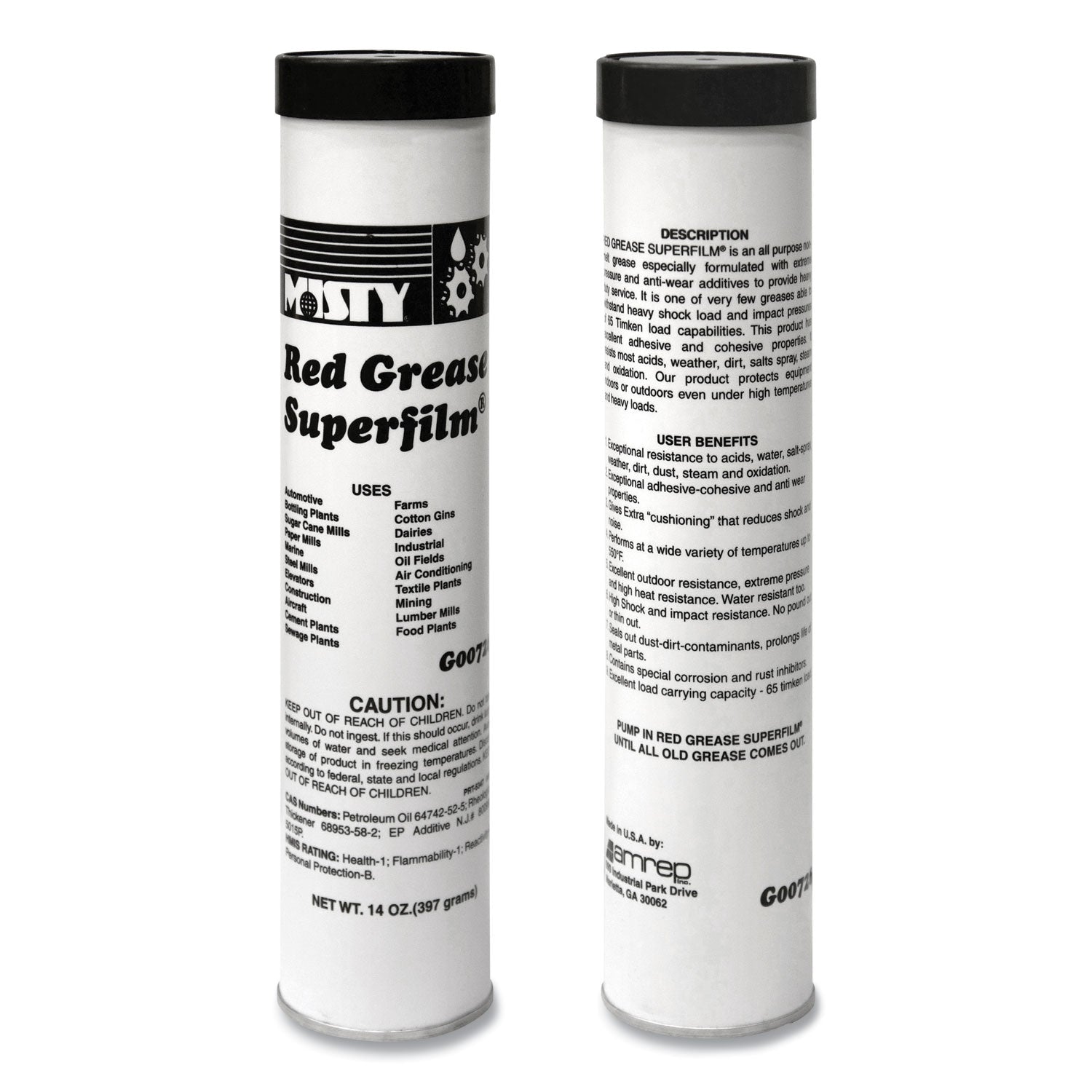 NLGI #2 Red Grease, 14 oz Tube, 48/Carton