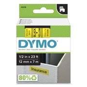 Dymo D1 Electronic Tape Cartridge - 1/2" Width - Thermal Transfer - Yellow - Polyester - 1 Each