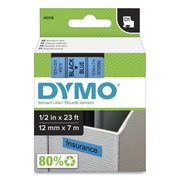 D1 High-Performance Polyester Removable Label Tape, 0.5" X 23 Ft, Black On Blue