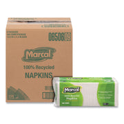 Marcal 100% Recycled Luncheon Napkins - 1 Ply - 12.50" Width x 11.40" Length - White - Paper - 400 / Pack
