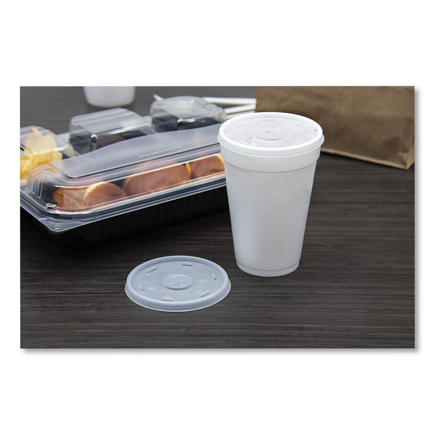 Dart Translucent Slotted Foam Cup Lids - 3.8" Diameter - High Impact Polystyrene (HIPS) - Translucent - 100 / Pack