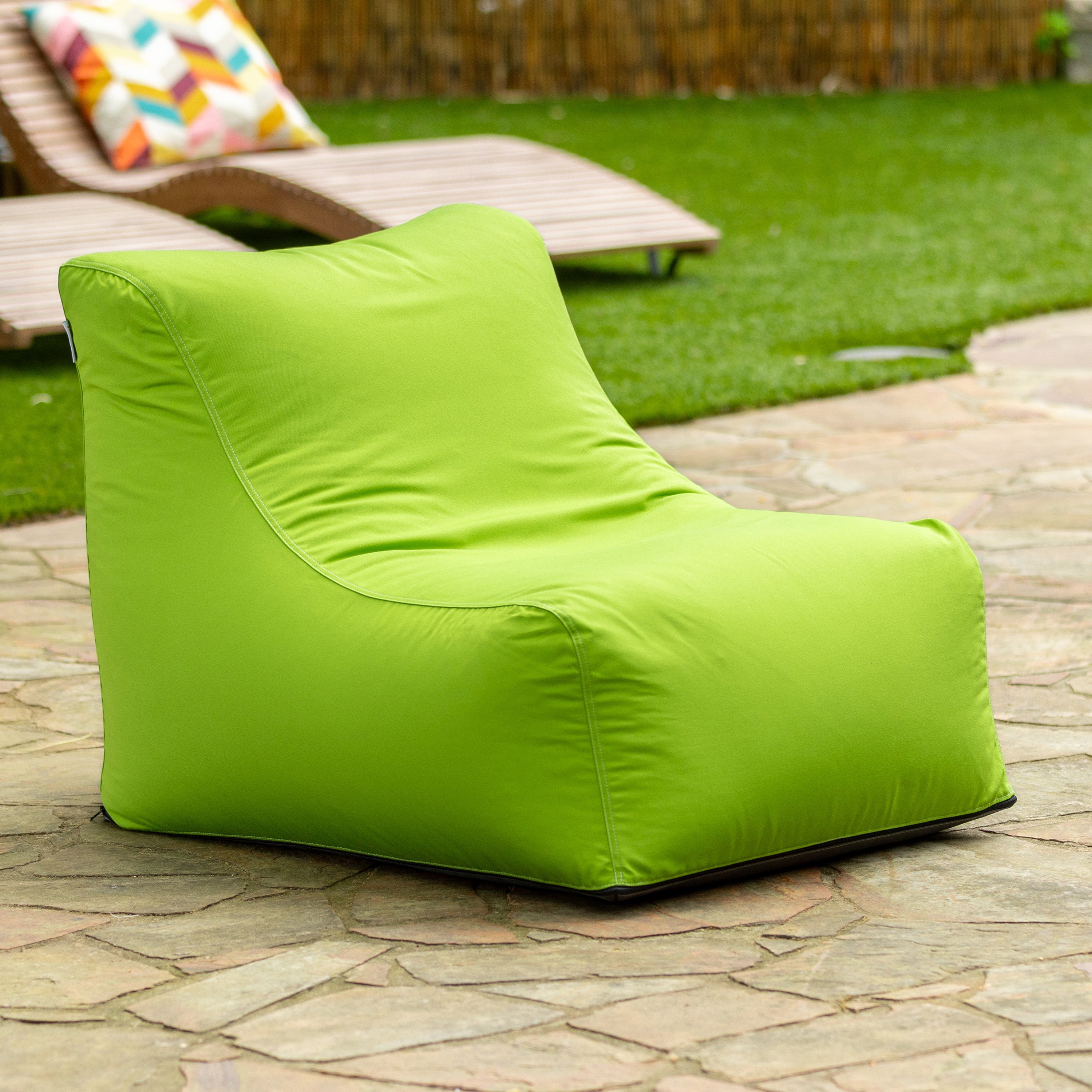 Jaxx Ponce Outdoor Bean Bag Chair - Weather Resistant Patio and Poolside Lounge Seating, Lime Green
