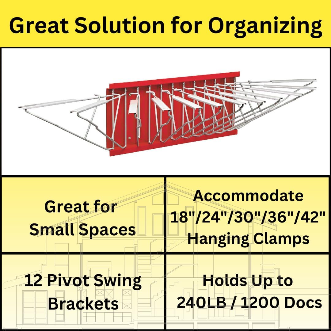 Large File Pivot Wall Rack for Blueprints, Red