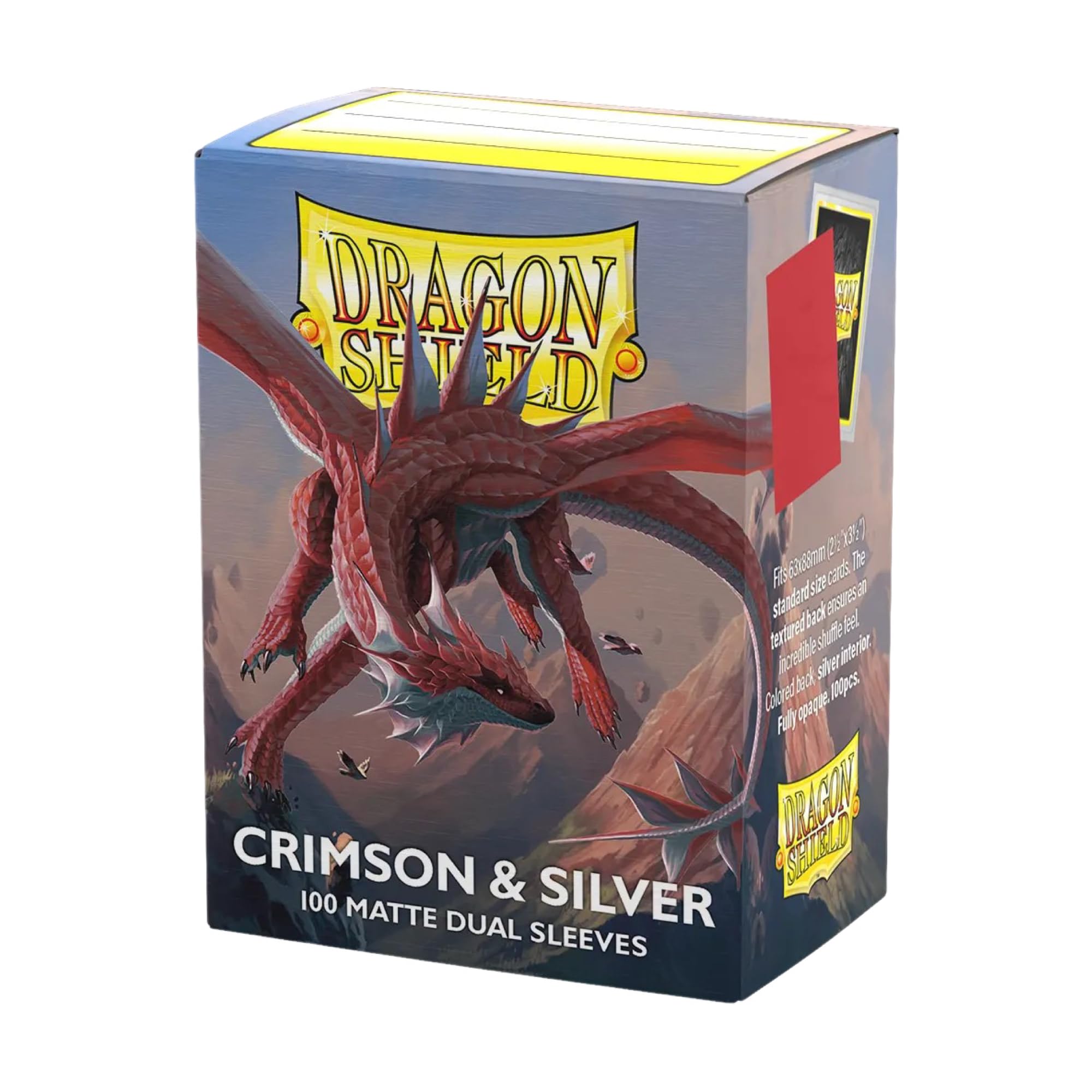 Dragon Shield | Matte Dual Standard Size Card Sleeves | 100ct - Smooth & Tough Premium TCG Sleeves - Compatible with Pokemon, One Piece, and Magic: The Gathering | Crimson & Silver