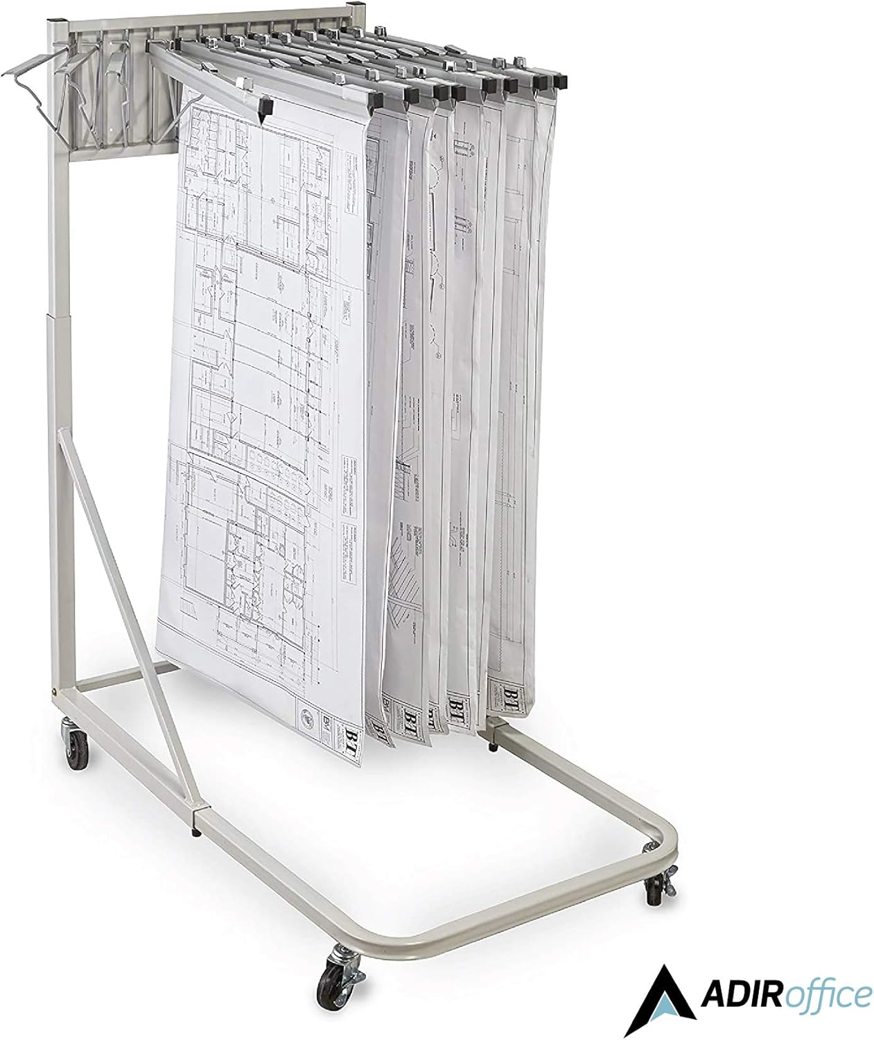 Steel Vertical File Blueprint Rolling Stand, Grey