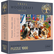 Trefl 20149 1000 Teile, Wood Craft, unregelmäßige Formen, 100 Tierfiguren, hochwertiges modernes, DIY, für Erwachsene und Kinder ab 12 Jahren, Dog Friendship Puzzle