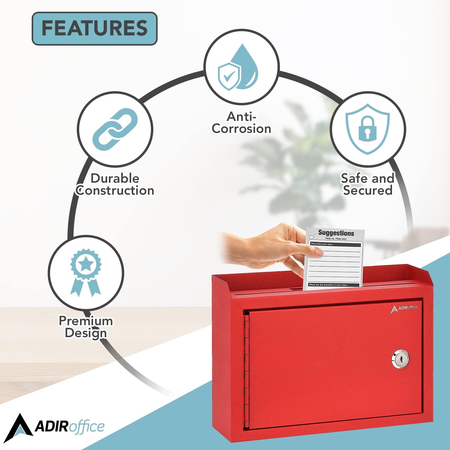 Wall Mountable Medium Size Steel Multi-Purpose Suggestion Drop Box