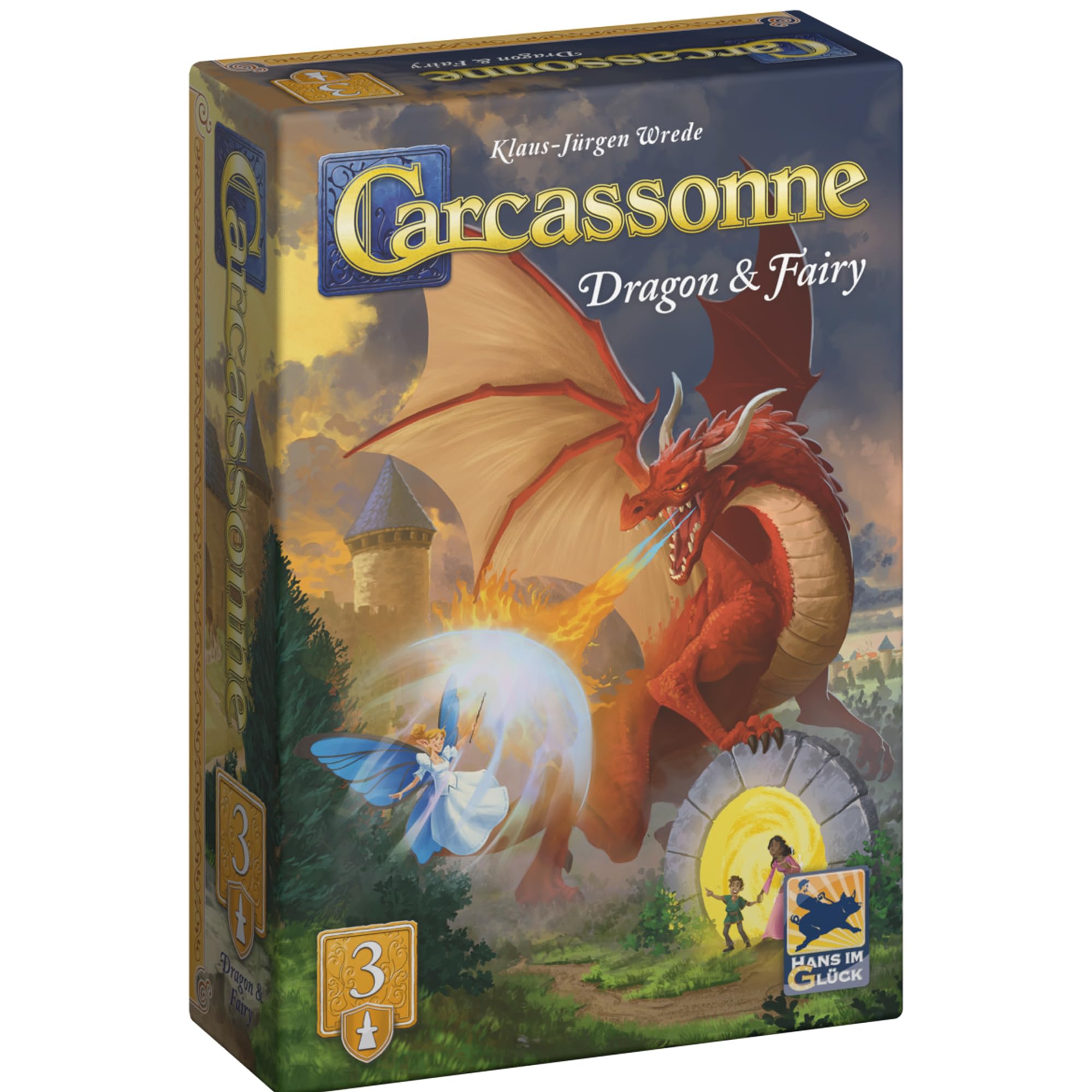 Hans Im Gluck Carcassonne: Dragon & Fairy Board Game Expansion - Add Magical Creatures, Portals & Strategy, Family Fun for Kids & Adults, Ages 8+, 2-5 Players, 45 Minute Playtime