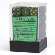 d6 Cube 12mm Speckled Golden Recon (36)