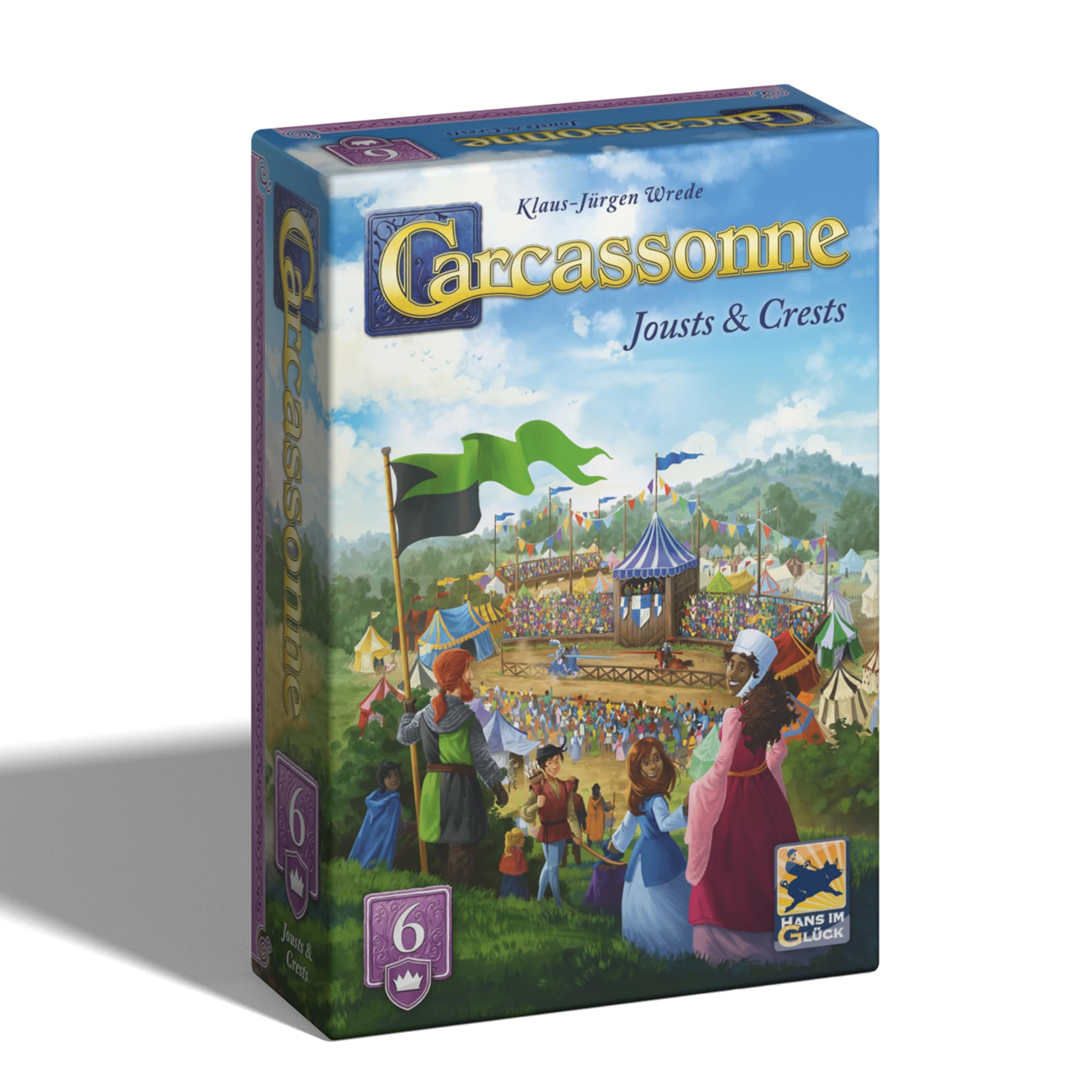 Hans Im Gluck Carcassonne: Jousts & Crests Board Game Expansion - Compete in The King’s Tournament with Champions, Prizes & Statues, Family Fun for Kids & Adults, Ages 8+, 2-5 Players, 45 Min Playtime