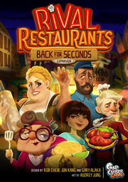 Rival Restaurants: Back for Seconds Expansion by Gap Closer Games | Strategy Board Game | 2 to 6 Players | Ages 10+ | 45+ Minutes | Expansion with New Chefs, Additional Restaurants & Action Cards