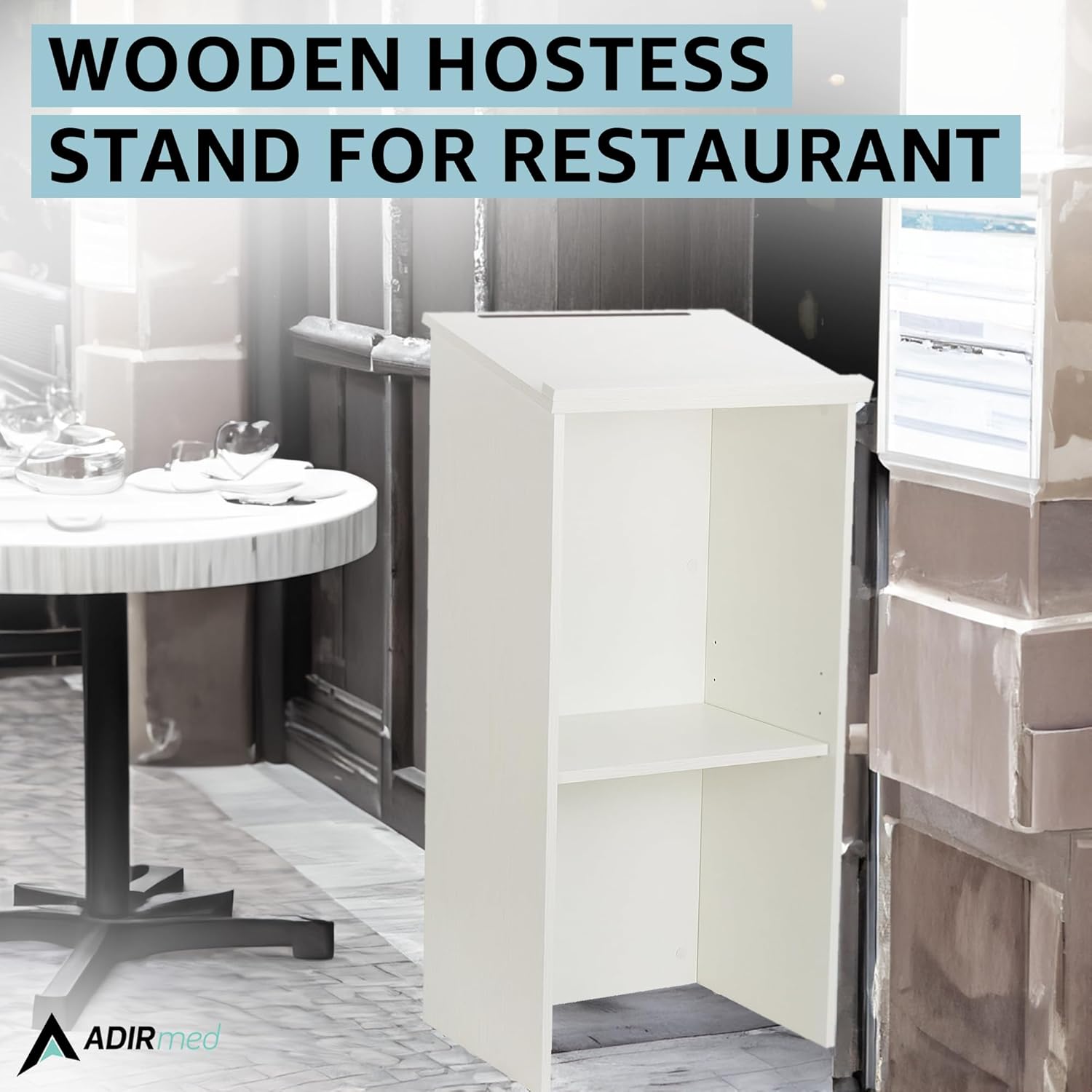 Wood Stand-up Podium Lectern, White