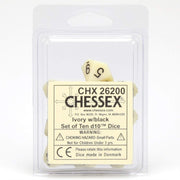 d10 Clamshell Opaque Ivory with Black (10)