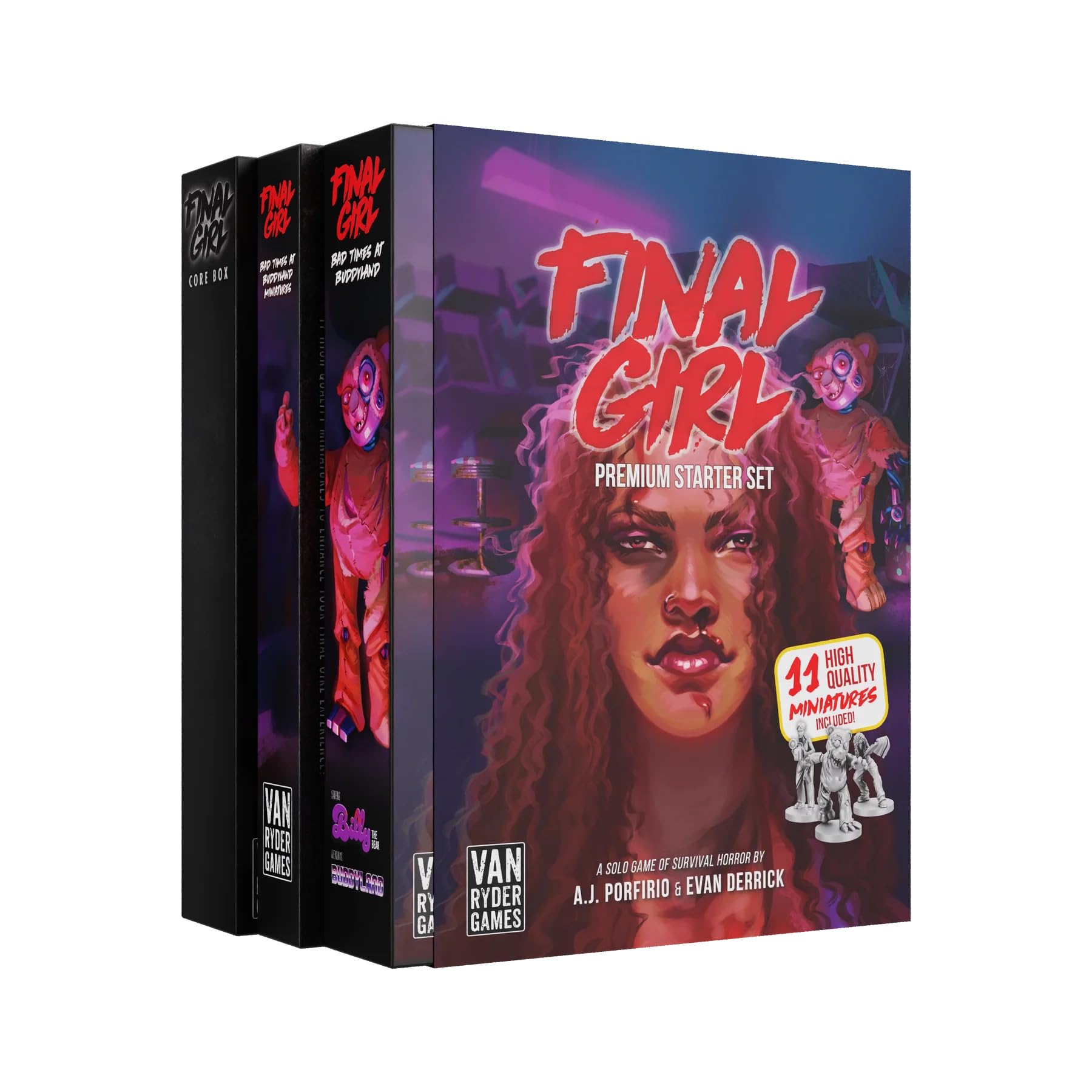 Van Ryder Games - Horror Board Game - Final Girl Starter Set - Bad Times at Buddyland - Core Box, Feature Film & Miniatures - Solo or Cooperative Play for Teens & Adults, Ages 14+ (English Version)
