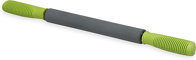 Gaiam Restore Massage Stick Roller - (Dimensions: 19"L) Foam Cushioned Performance Hand Held Muscle Massager | Comfort Grip Handles | Solid Steel Construction