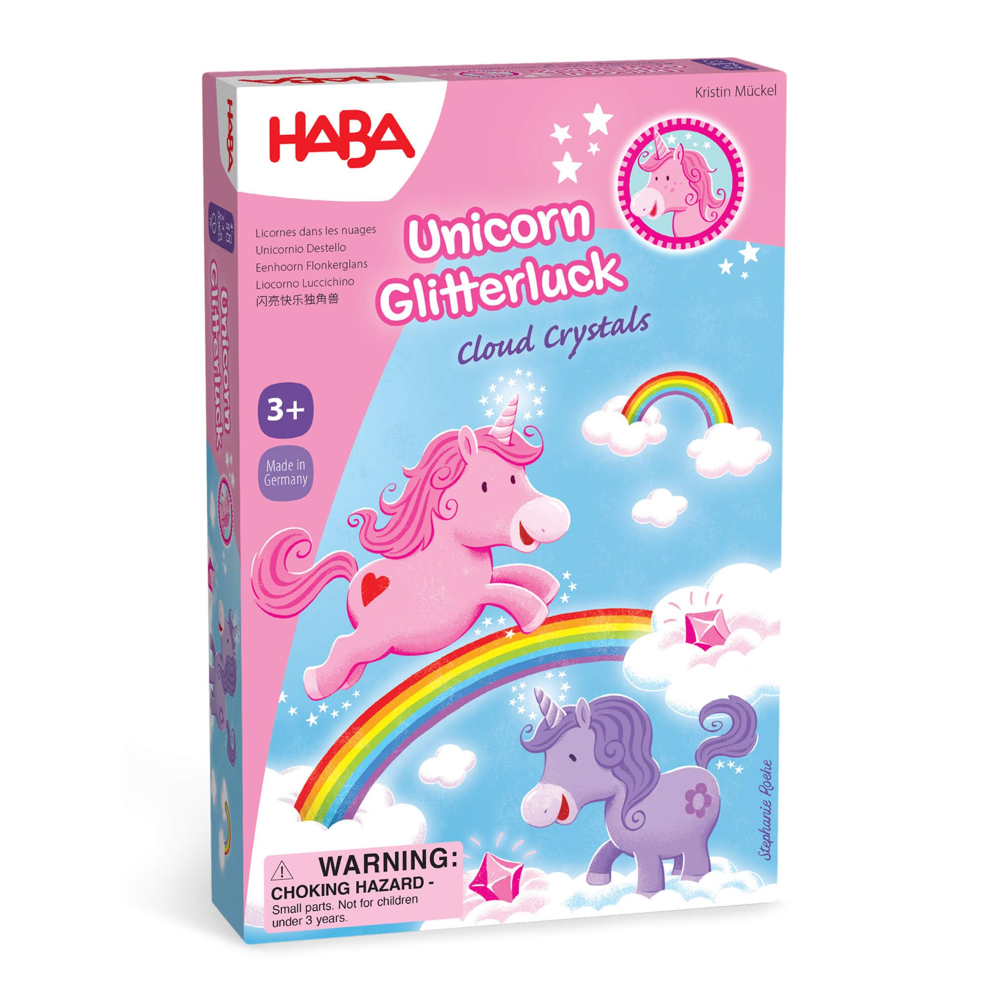 HABA Unicorn Glitterluck Cloud Crystals - A Sparkling Dice Games Competition, Children's Games & Unicorn Gifts for Ages 3+, Made in Germany