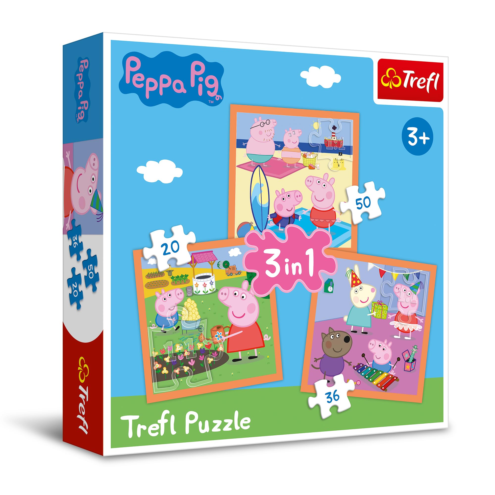 Trefl Peppa Pig 3in1 Jigsaw Puzzle Inventive Peppa Pig Print, DIY Puzzle, Creative Fun, Classic Jigsaw for Adults and Children from 4 Years Old